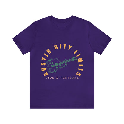 Austin - ACL - Guitar Circle Text - Unisex Jersey Short Sleeve Tee