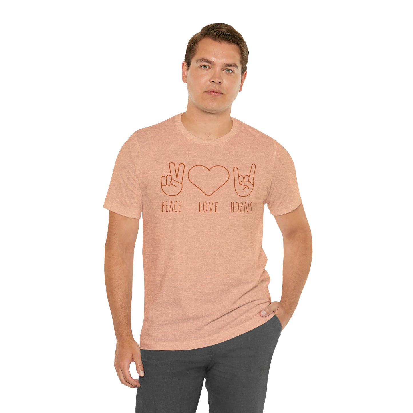 Texas - Peace Love Horns - Unisex Jersey Short Sleeve Tee