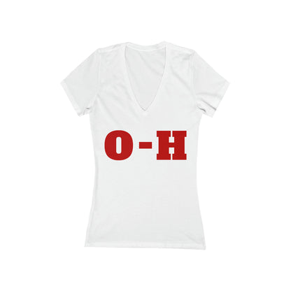 Ohio - Women's Jersey Short Sleeve Deep V-Neck Tee