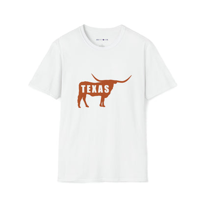 Texas - Longhorn Silhouette - Unisex Softstyle T-Shirt