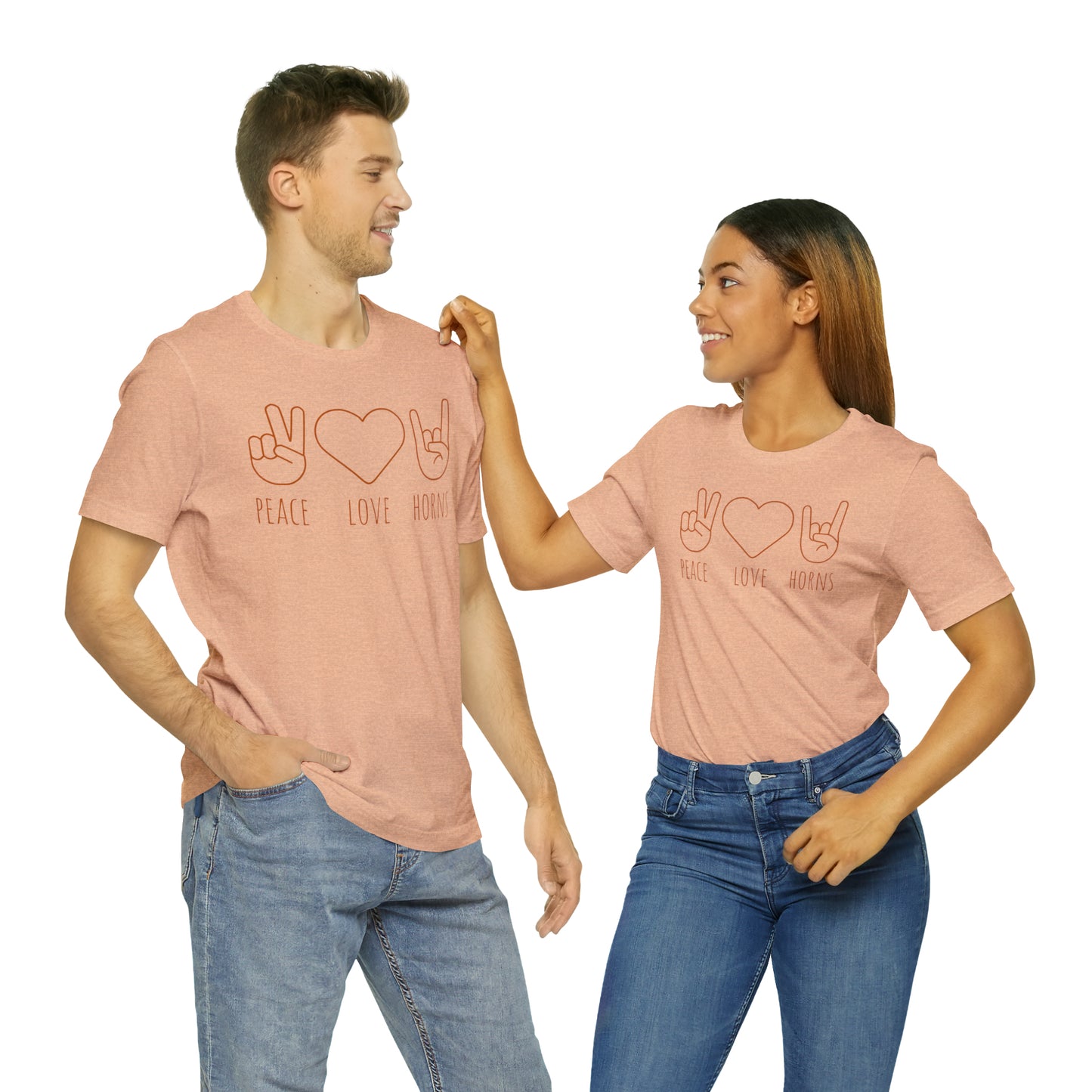 Texas - Peace Love Horns - Unisex Jersey Short Sleeve Tee