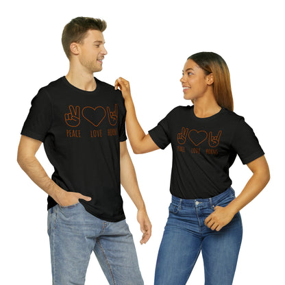 Texas - Peace Love Horns - Unisex Jersey Short Sleeve Tee