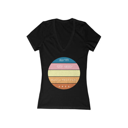 Austin - ACL - Sunset - Women's Jersey Short Sleeve Deep V-Neck Tee