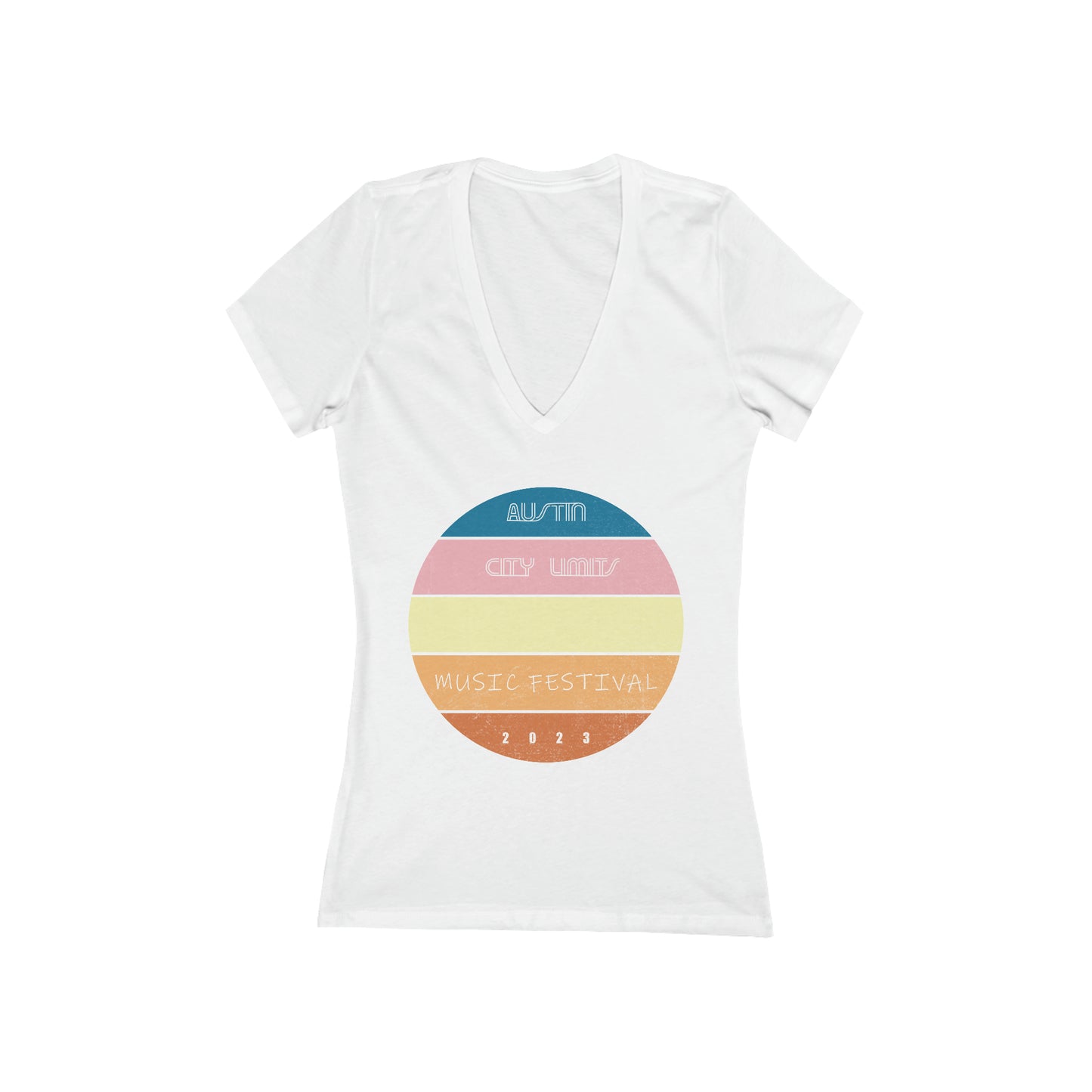 Austin - ACL - Sunset - Women's Jersey Short Sleeve Deep V-Neck Tee