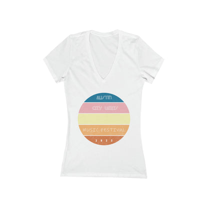 Austin - ACL - Sunset - Women's Jersey Short Sleeve Deep V-Neck Tee