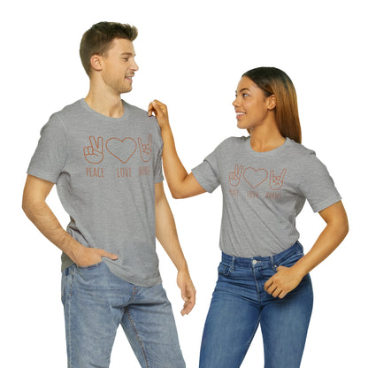 Texas - Peace Love Horns - Unisex Jersey Short Sleeve Tee