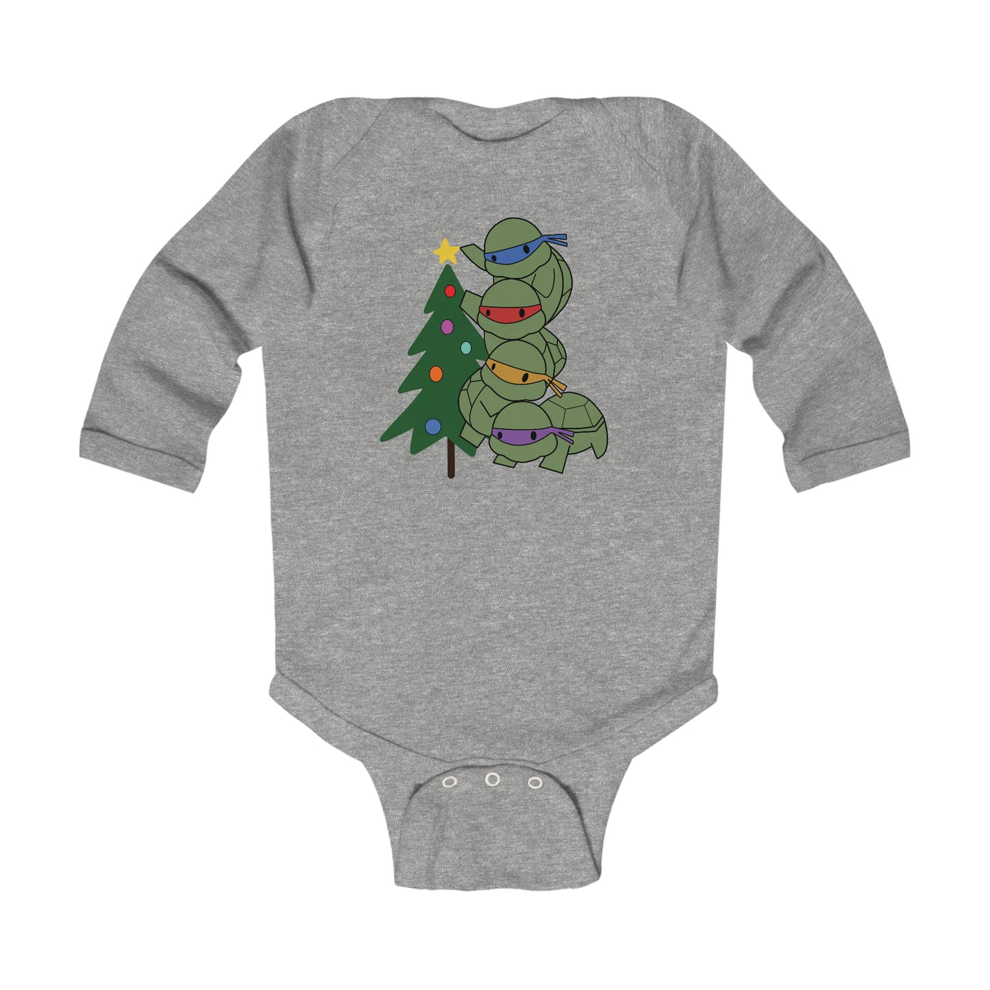 Christmas - Turtle and Tree - Infant Long Sleeve Bodysuit