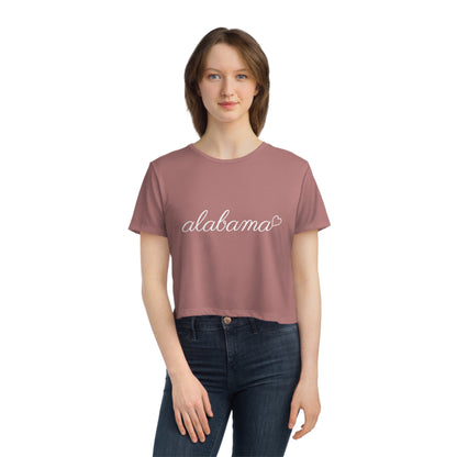 Alabama - Heart - Women's Flowy Cropped Tee